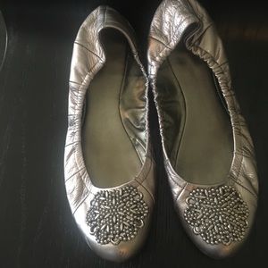 Silver embellished ballet flats